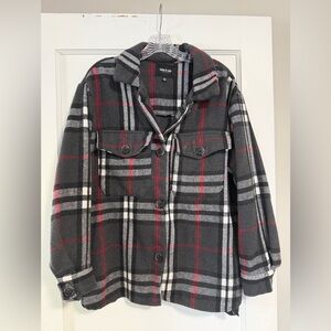 Gray and Red Plaid Jacket